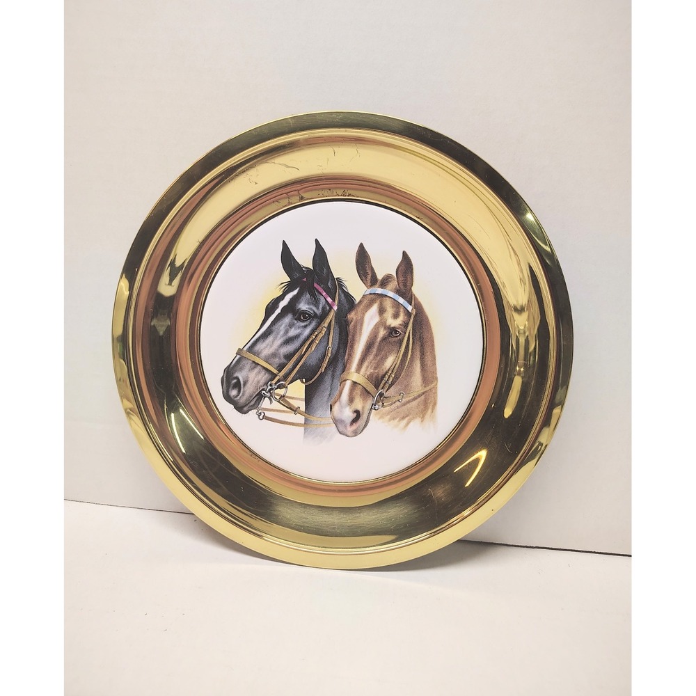 Vintage rare brass horse wall hanging Decorative Plate made in England